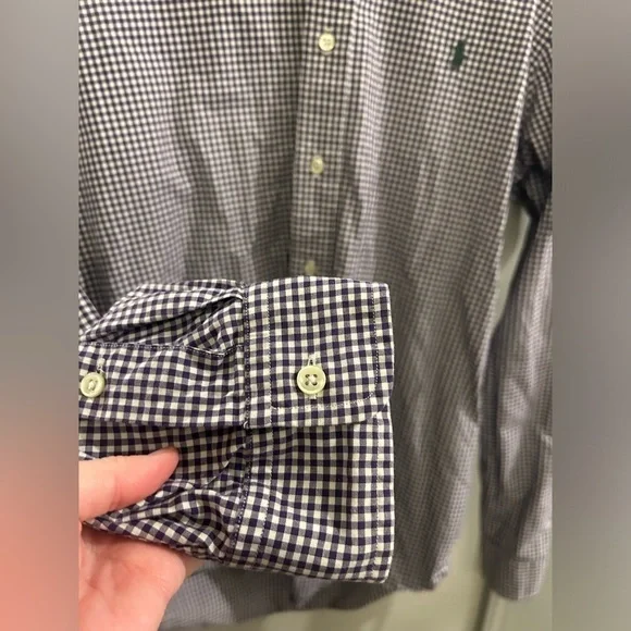 Ralph Lauren Button Down Shirt Mens Large Long Sleeve Purple White Gingham - Picture 6 of 8